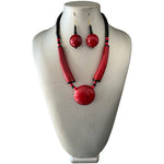 African Tribal Wooden Necklace and Earrings Set