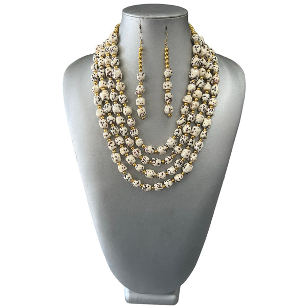 African Beaded Necklace with Gold Accent