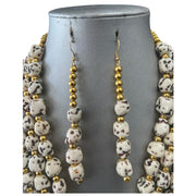 African Beaded Necklace with Gold Accent - Front