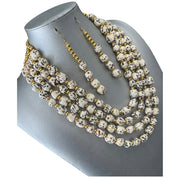 African Beaded Necklace with Gold Accent -- Full Set