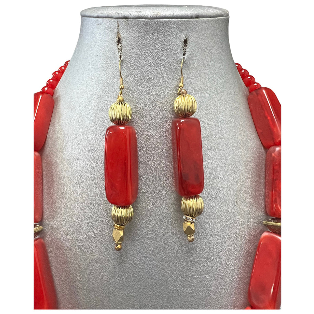Women's Golden Lion Pendant Necklace and Earring Set