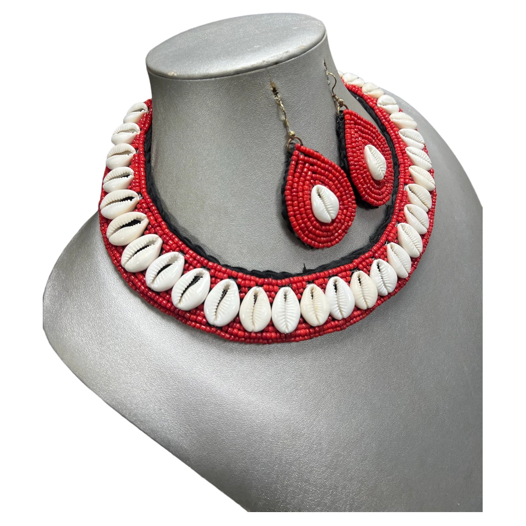 Women's Cowrie Shell Choker Beaded Necklace Set -- Jewelry 48