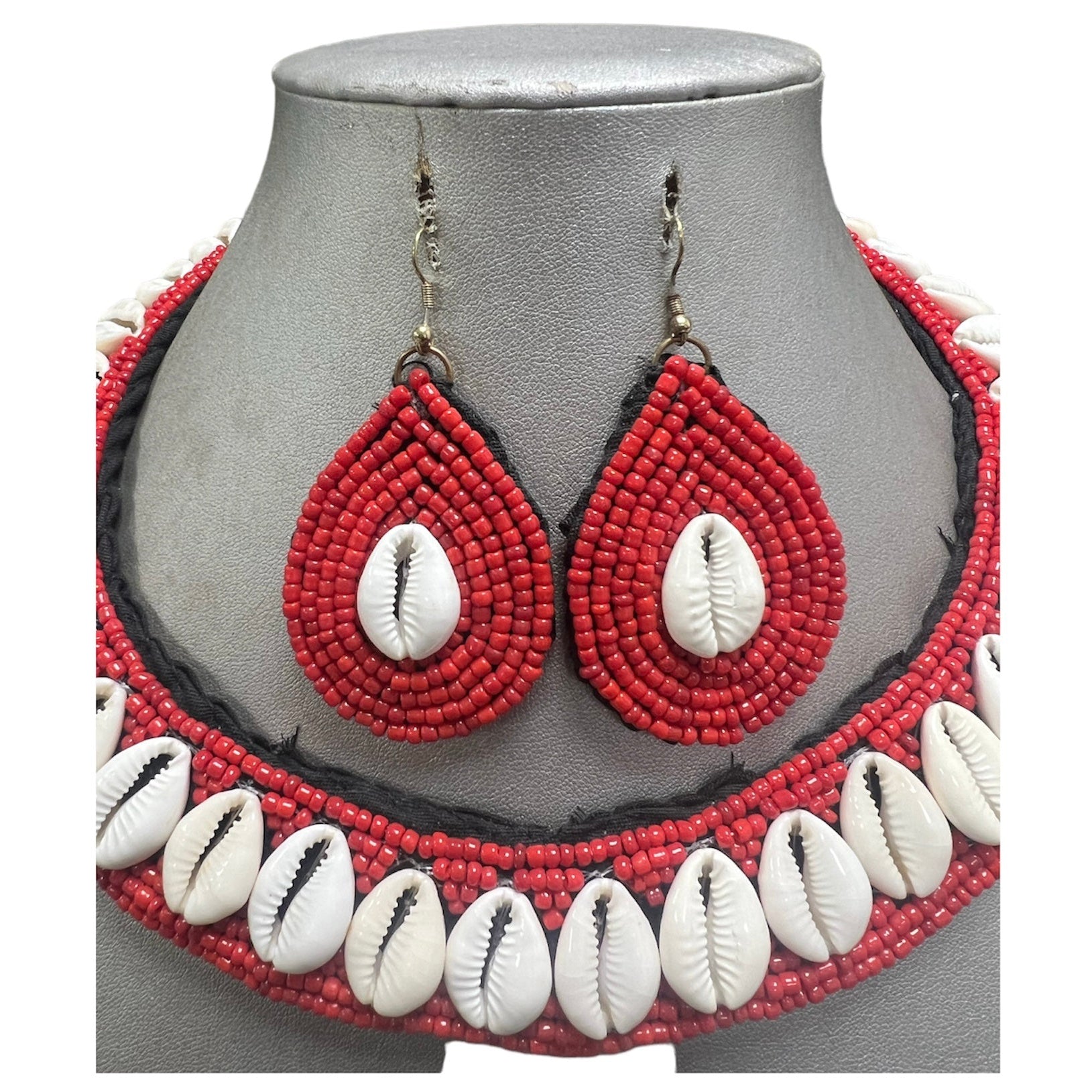 Women's Cowrie Shell Choker Beaded Necklace Set -- Jewelry 48