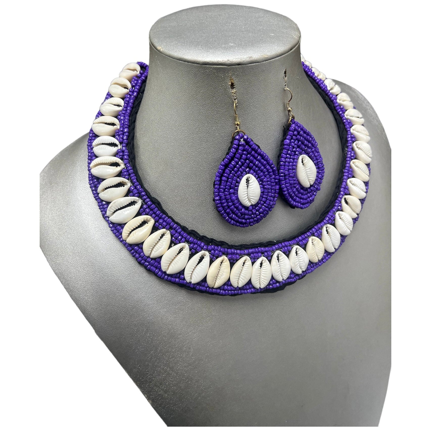 Women's Cowrie Shell Choker Beaded Necklace Set -- Jewelry 48