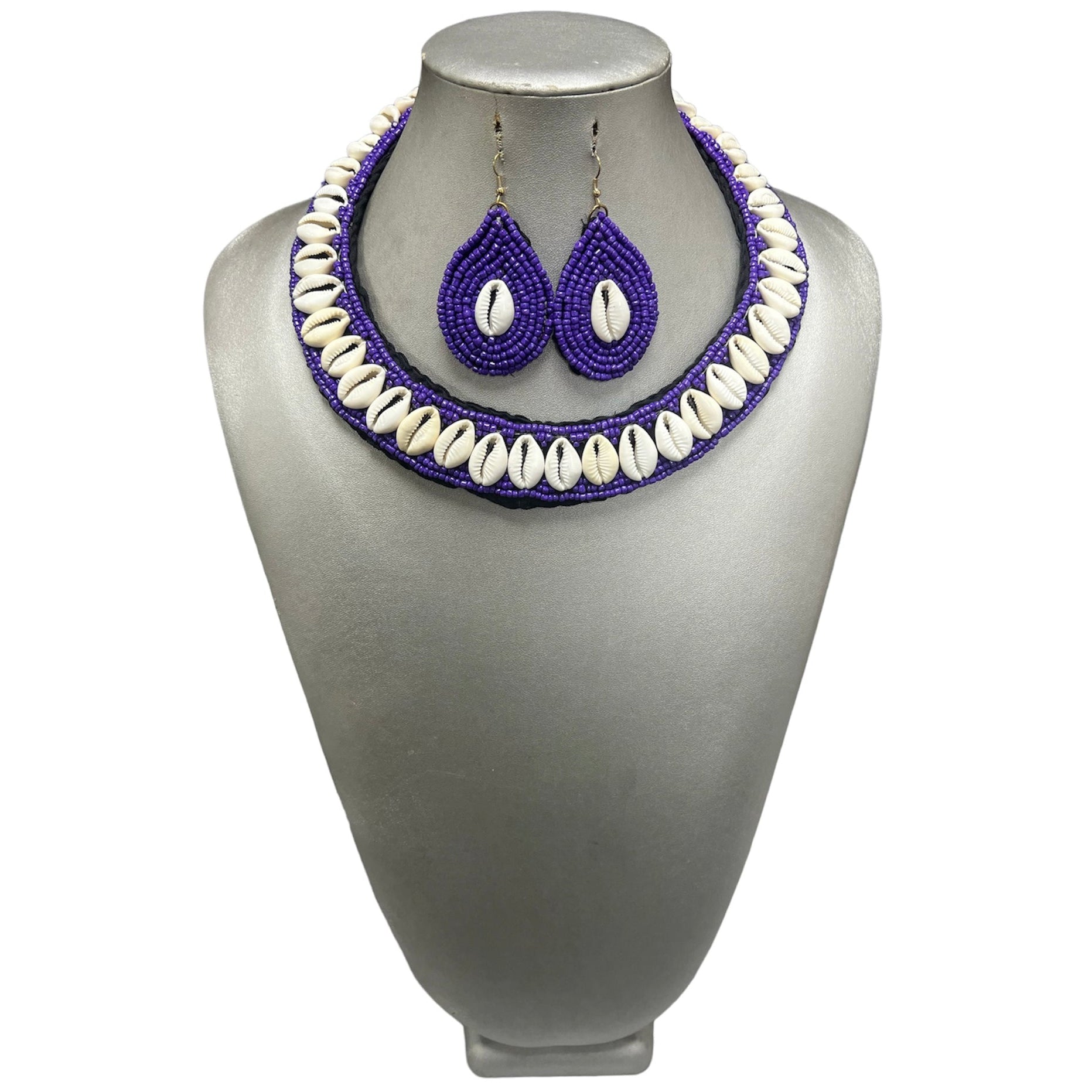 Women's Cowrie Shell Choker Beaded Necklace Set -- Jewelry 48