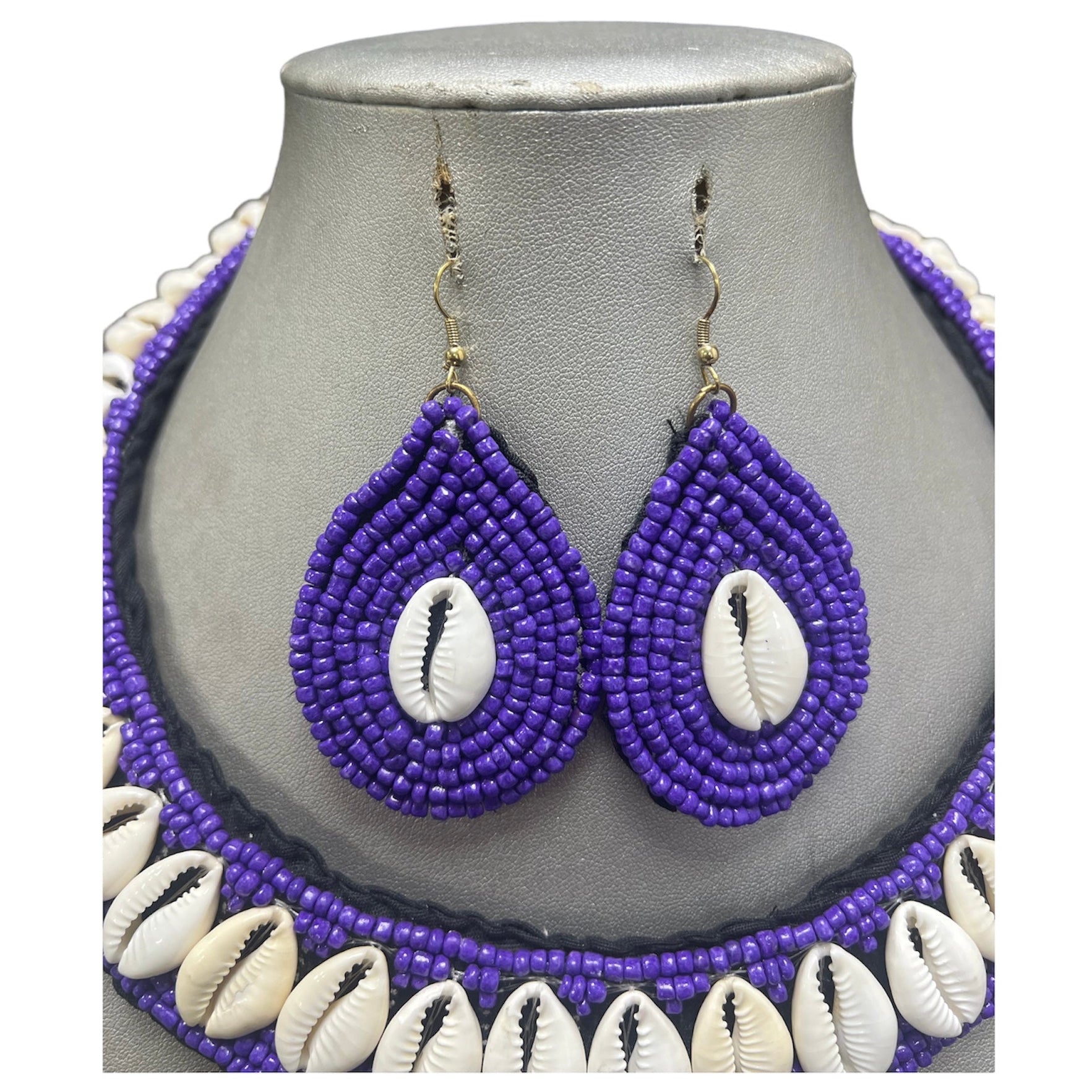 Women's Cowrie Shell Choker Beaded Necklace Set -- Jewelry 48