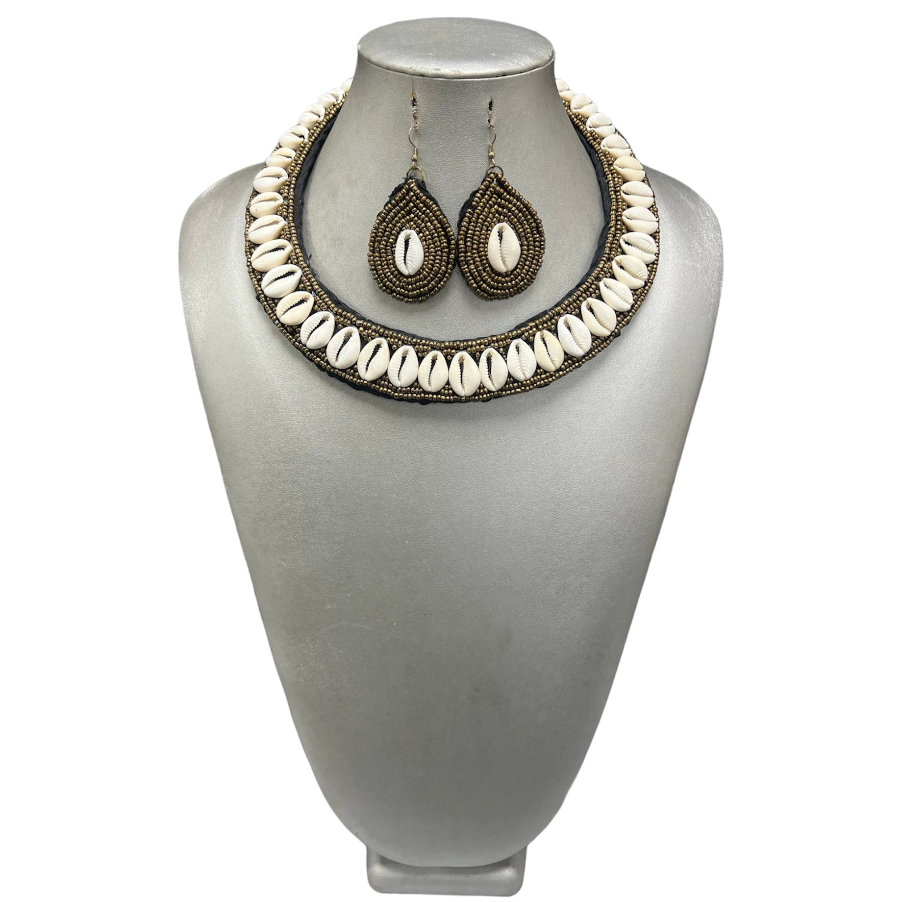 Women's Cowrie Shell Choker Beaded Necklace Set -- Jewelry 48