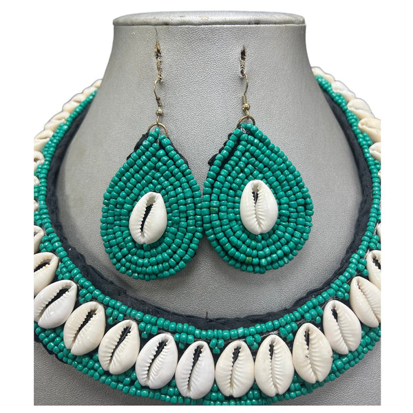 Women's Cowrie Shell Choker Beaded Necklace Set -- Jewelry 48
