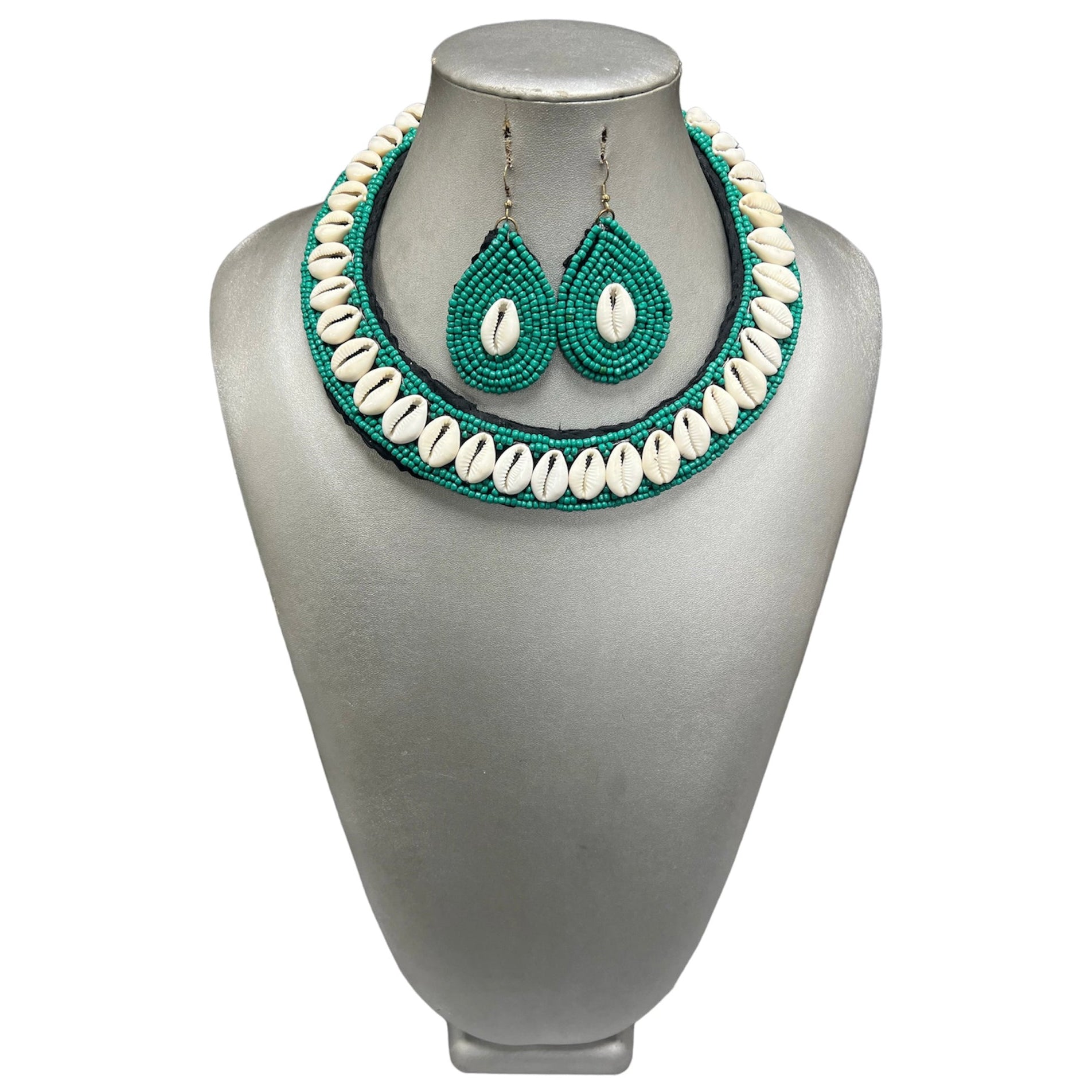Women's Cowrie Shell Choker Beaded Necklace Set -- Jewelry 48