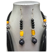 Women's Colored Wooden Necklace Set With Large Pendant -- Jewelry 49