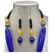 Women's Colored Wooden Necklace Set With Large Pendant -- Jewelry 49