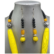 Women's Colored Wooden Necklace Set With Large Pendant -- Jewelry 49