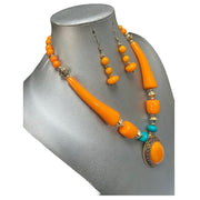 Women's Wooden Toggle Necklace Set with Pendant -- Jewelry 51