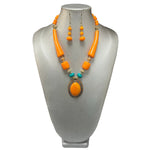 Women's Wooden Toggle Necklace Set with Pendant -- Jewelry 51