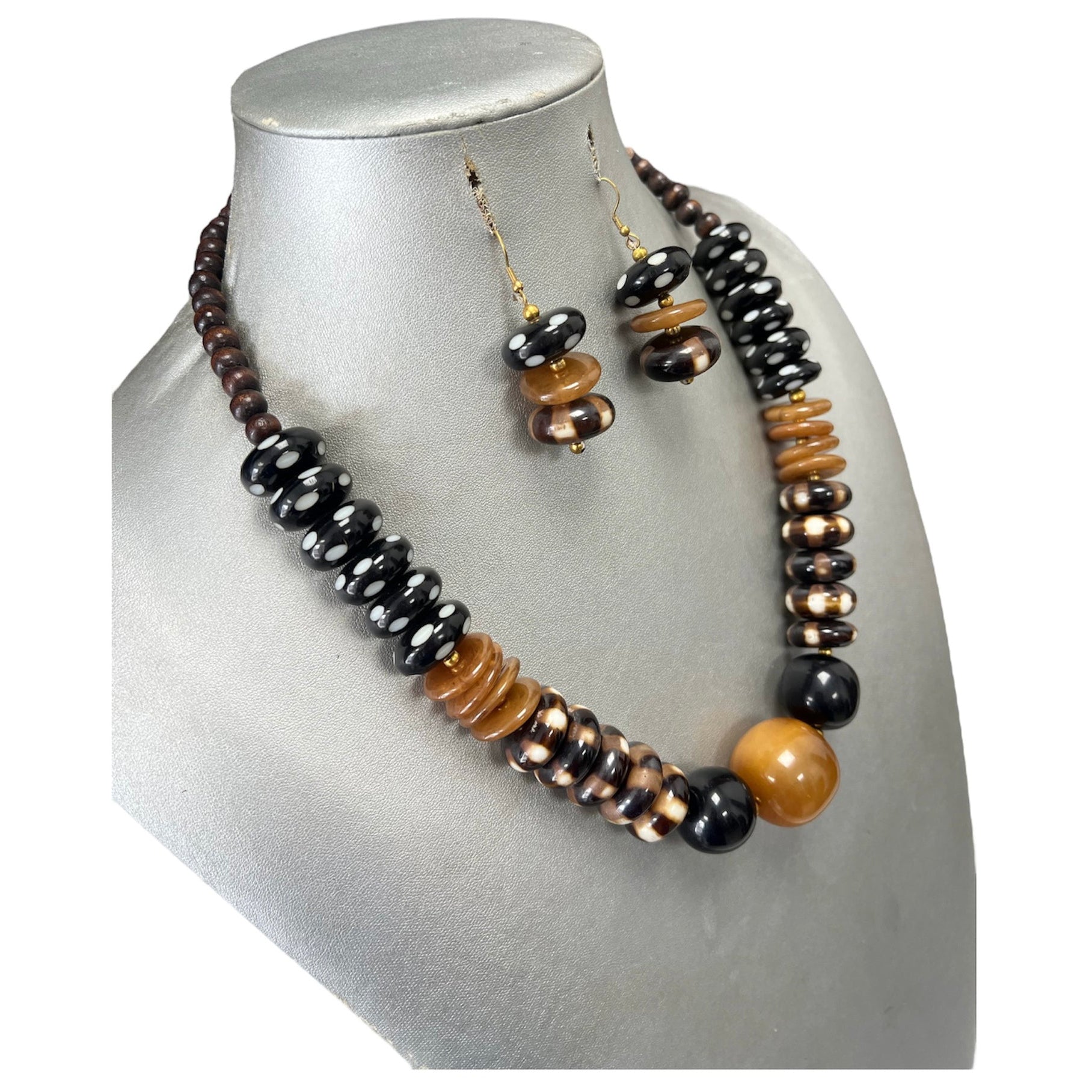 Women's African Wooden Beaded Necklace Set -- Jewelry 56