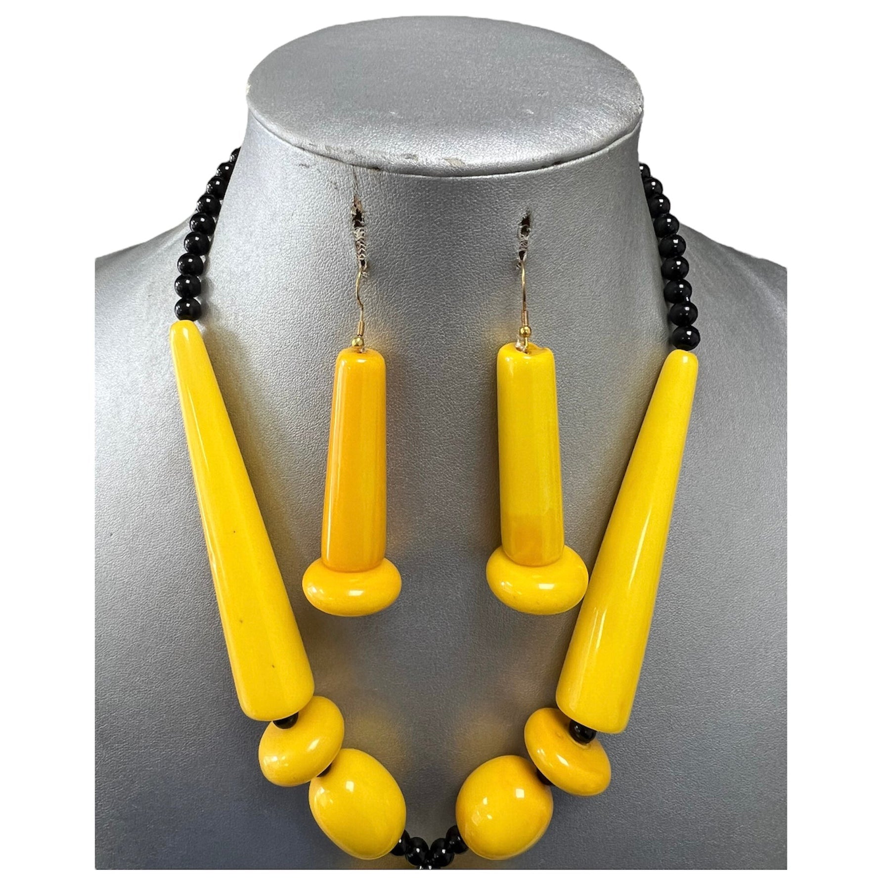 African Women's Colored Wood Necklace earings
