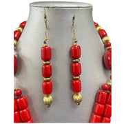 African Women's Wooden Beaded 3 Layer Necklace Set -- Jewelry 58