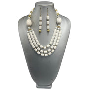 African Women's Wooden Beaded 3 Layer Necklace Set -- Jewelry 58