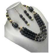 African Women's Wooden Beaded 3 Layer Necklace Set -- Jewelry 58