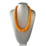 African Women's Orange Beaded Necklace -- Jewelry 60
