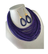 Women's Solid Multiple Layer Necklace and Earring Set