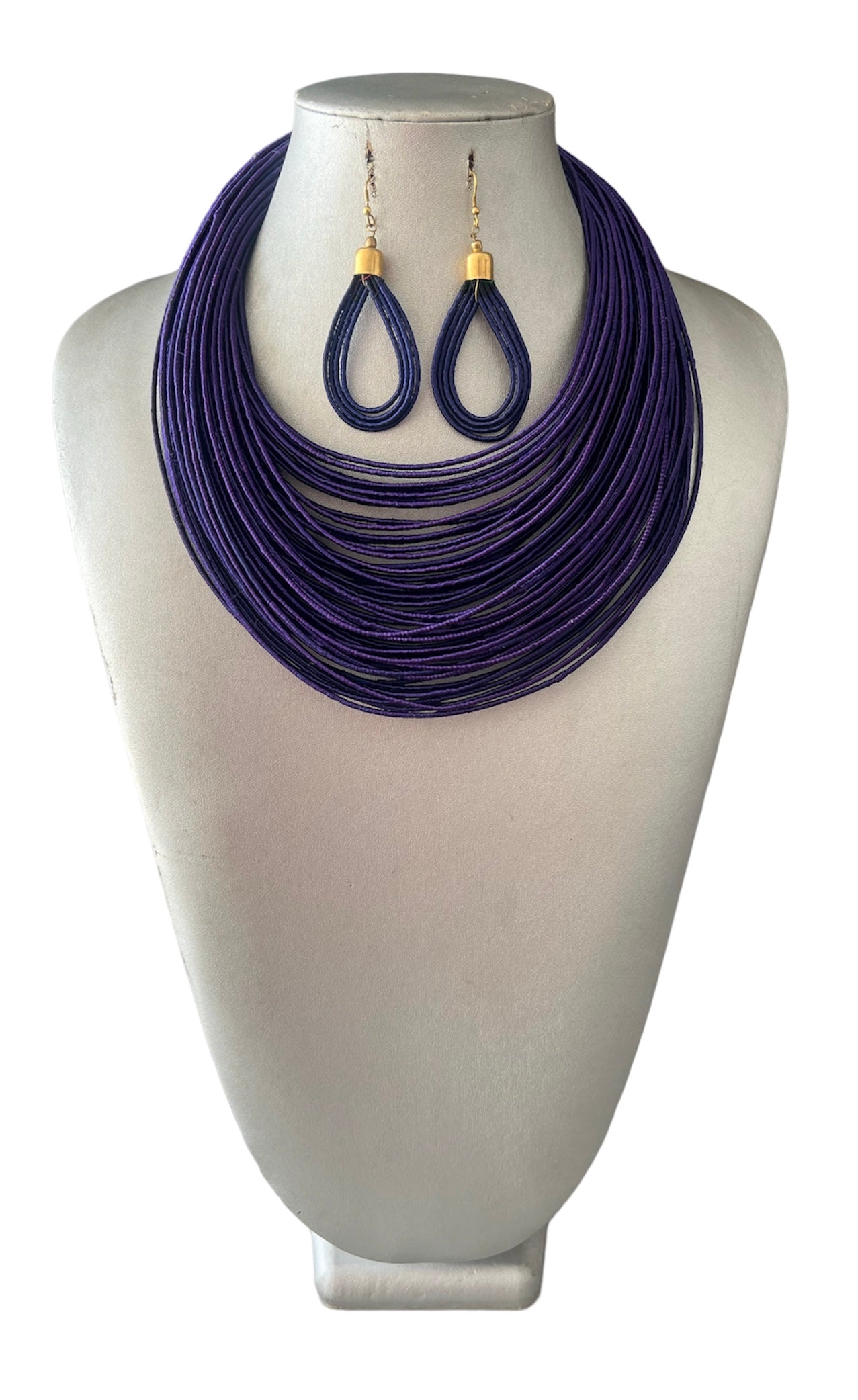 Women's Solid Multiple Layer Necklace and Earring Set