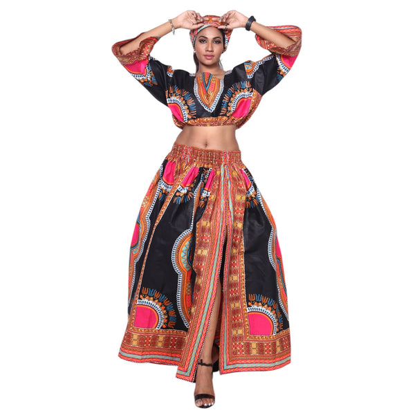 Women's Cropped Blouse and Open Skirt Set -- FI-5024