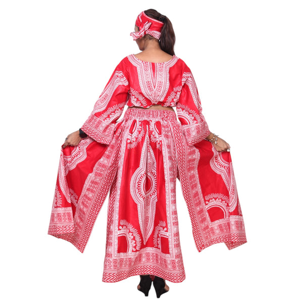 Women's Cropped Blouse and Open Skirt Set -- FI-5024