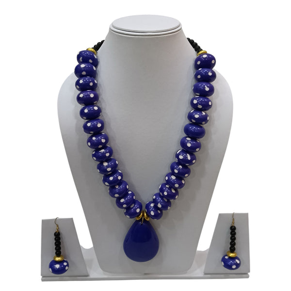 African Beaded Necklace Set with Large Pendant