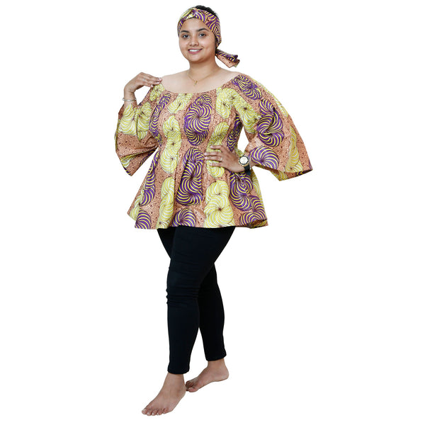 Women's African Off Shoulder Peplum Tunic -- FI-2039