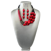Women's Beaded Wooden Necklace Set -- Jewelry 55