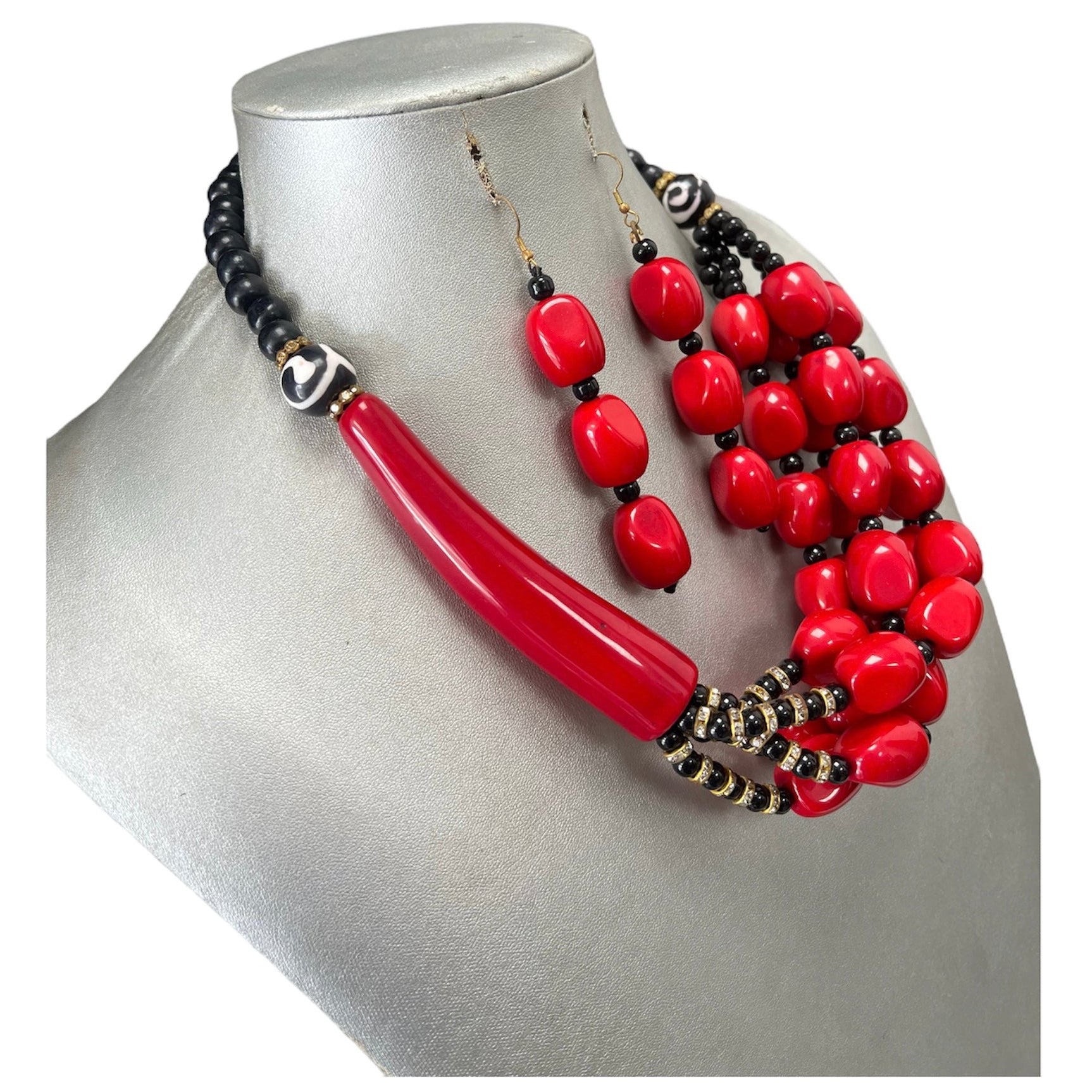 Women's Beaded Wooden Necklace Set -- Jewelry 55