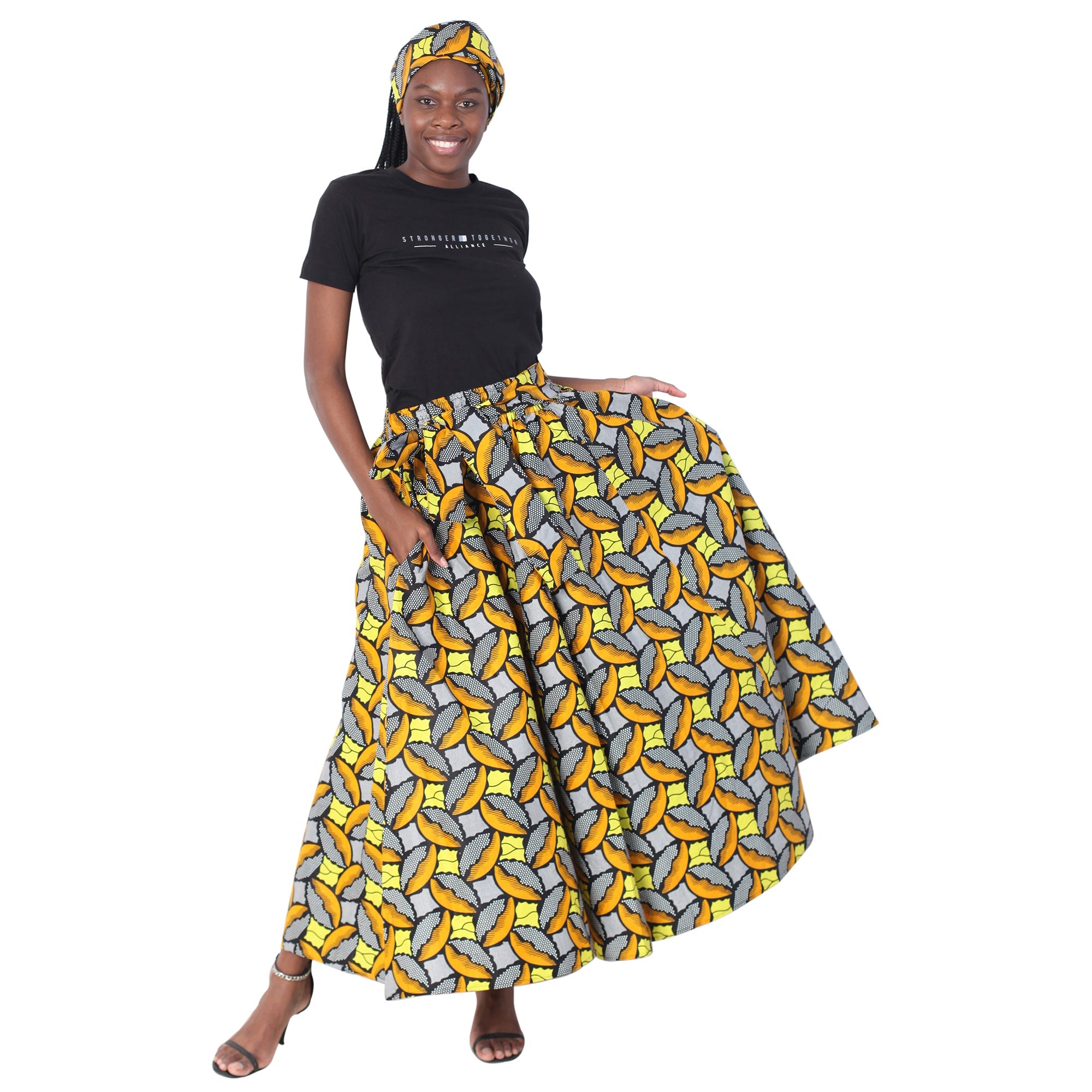 Women's African Printed Long Maxi Skirt -- FI-32