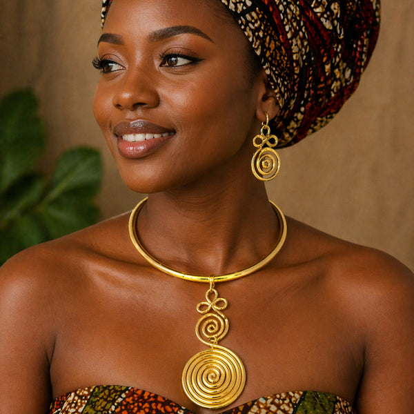 Swirl Pendants Choker Necklace Set
