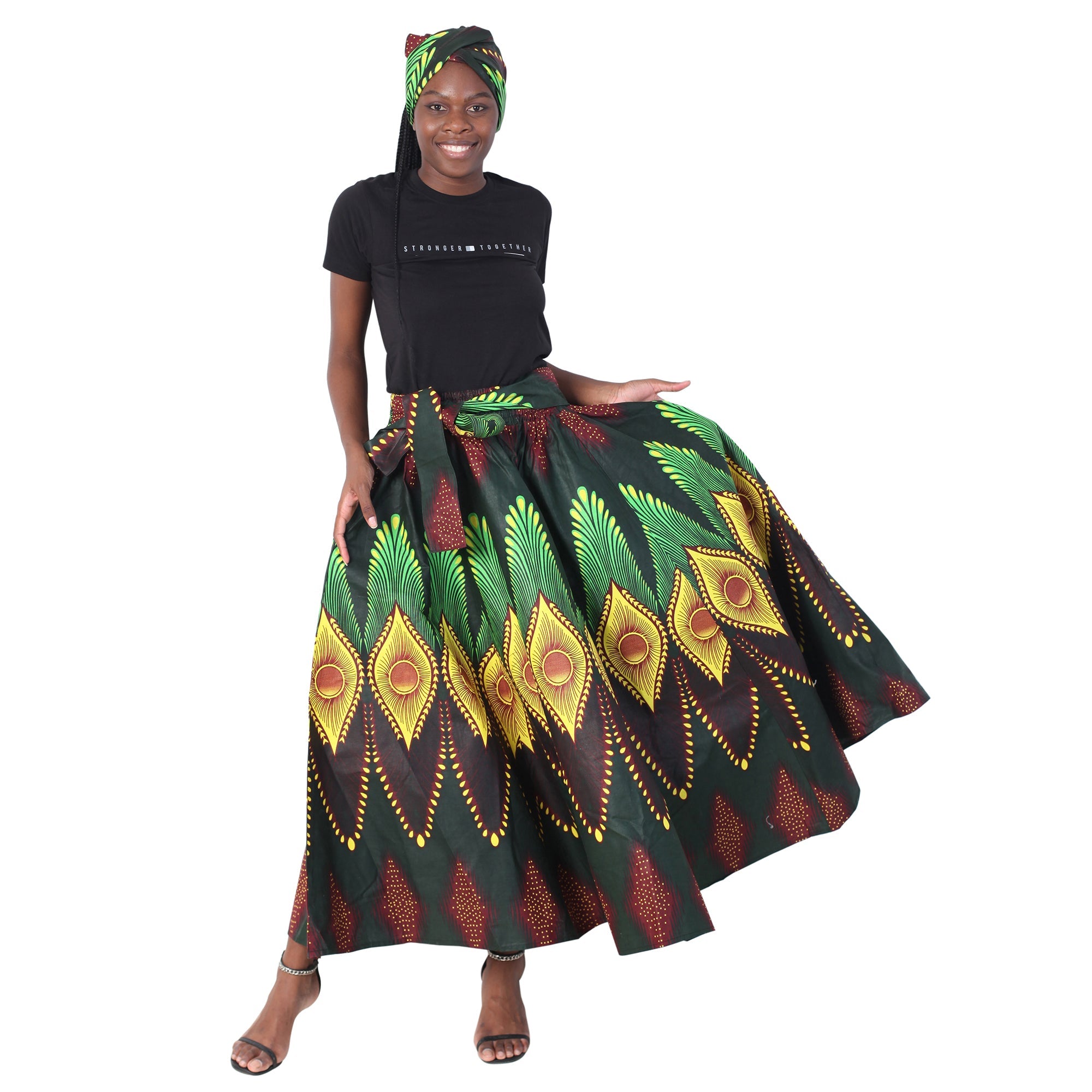 Women's African Printed Long Maxi Skirt -- FI-32