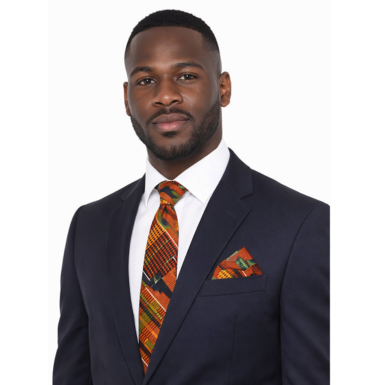 Men's Kente Tie Set -- 4Pc