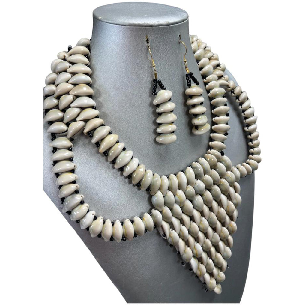 African Large Cowrie Shell Tribal Necklace