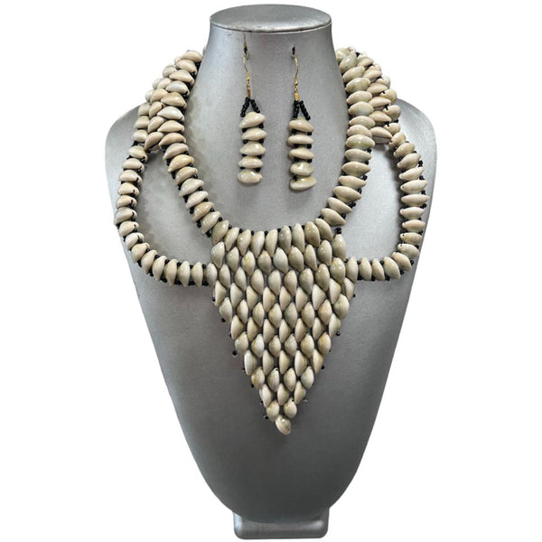 African Large Cowrie Shell Tribal Necklace