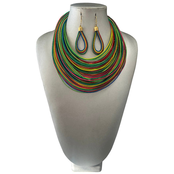 African Multi Strand Layered Necklace -- 60 Lines -- Jewelry 62 front look
