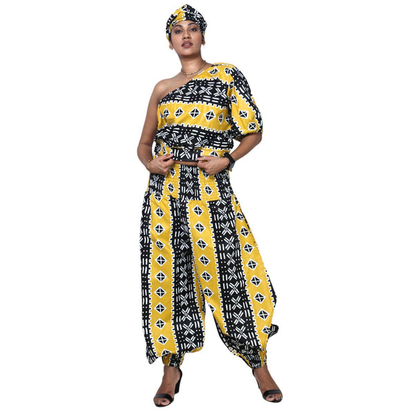 Women's One Shoulder Crop Top and Jogger Pants Set -- FI-4044