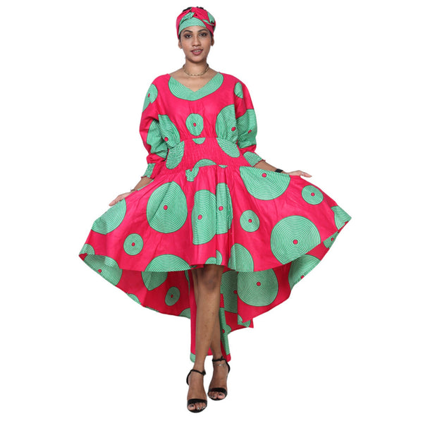 Women's Cinched Waist High Low Midi Dress -- FI-3137