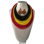 Women's TriColor Layered Necklace with Earrings Set -- 120 Lines