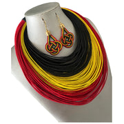 Women's TriColor Layered Necklace with Earrings Set -- 120 Lines