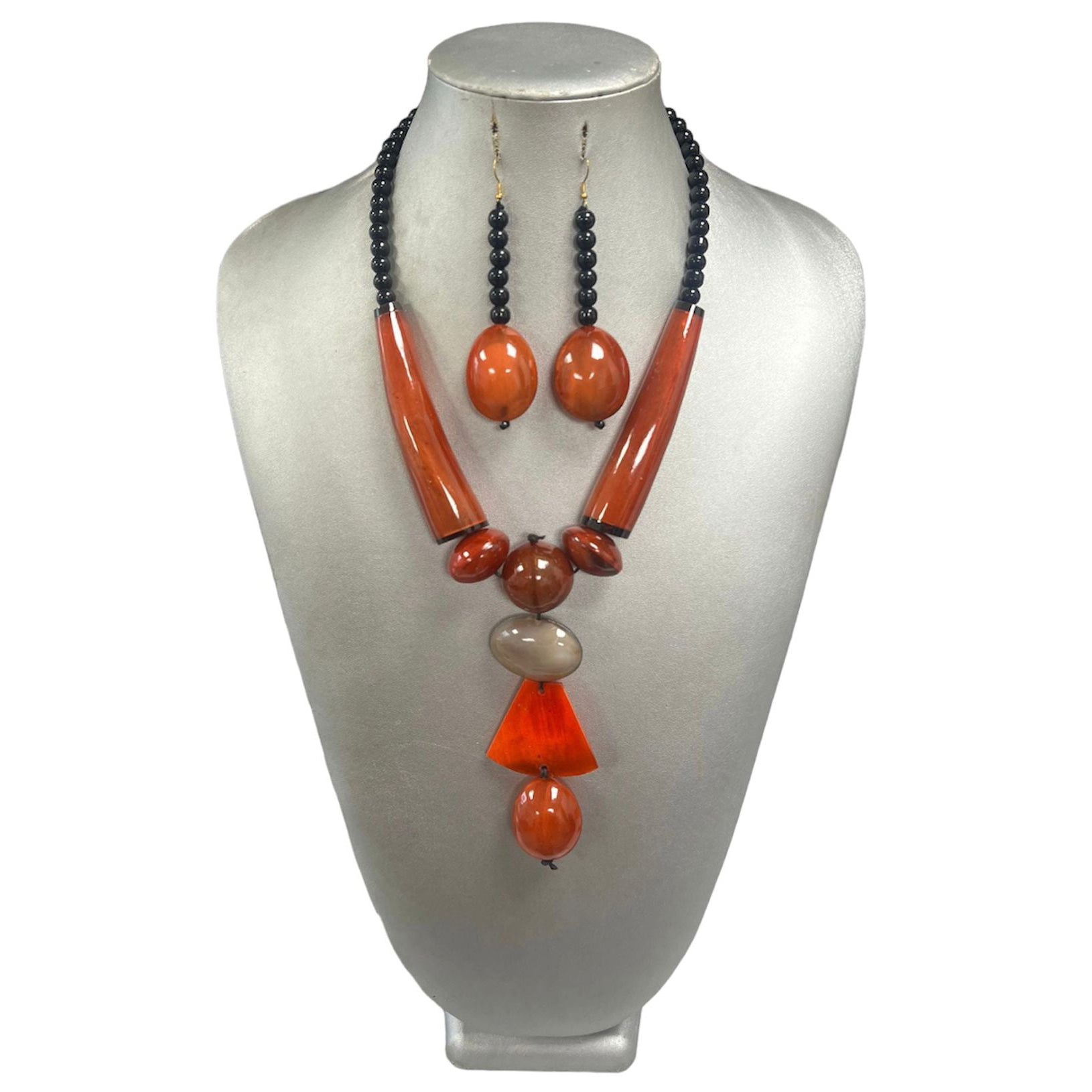 African Women's Wooden Toggle Necklace Set -- Jewelry 63