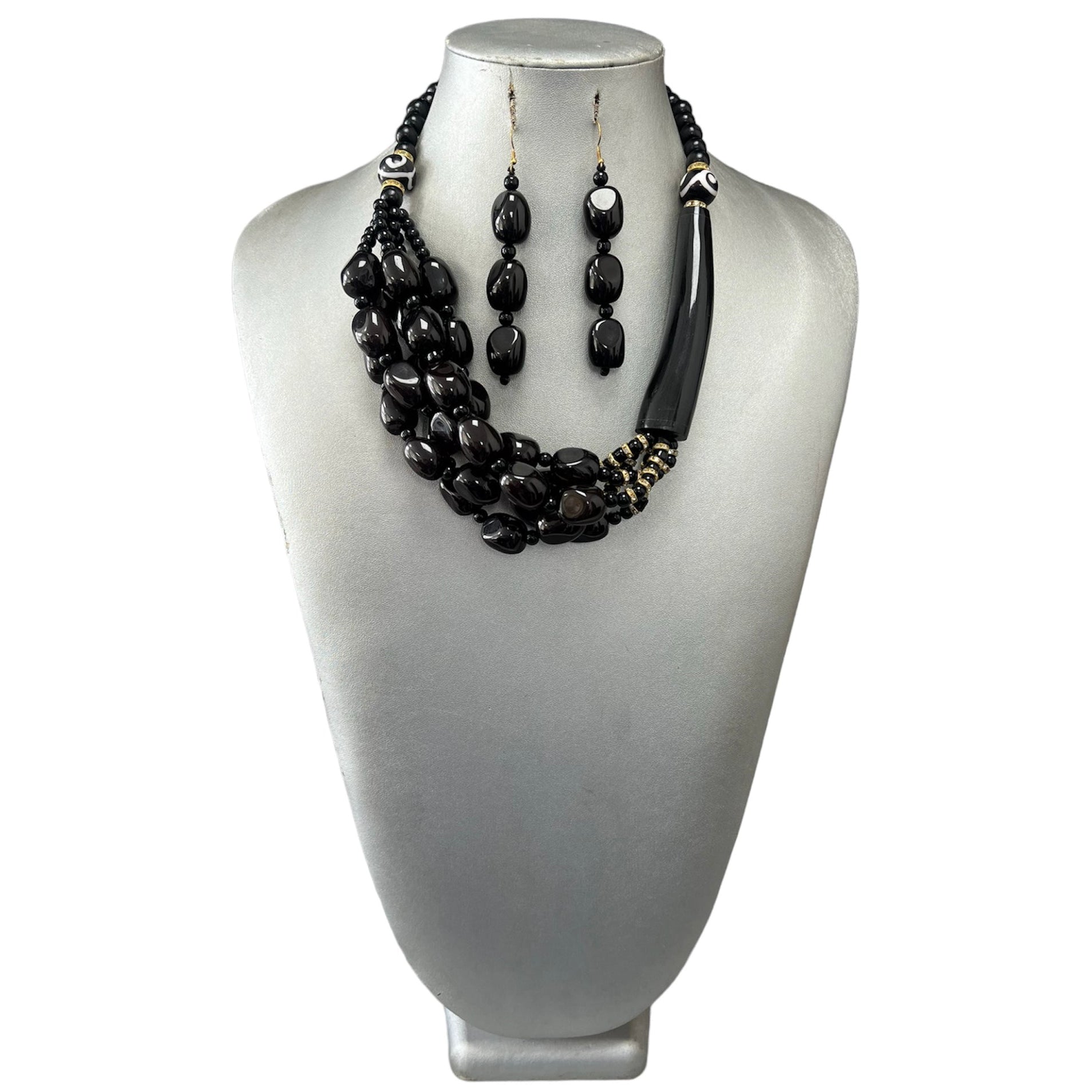 Women's Beaded Wooden Necklace Set -- Jewelry 55
