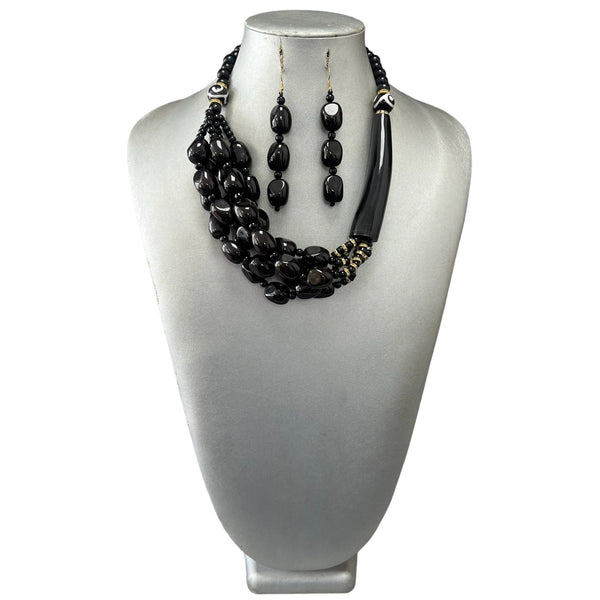 Women's Beaded Wooden Necklace Set -- Jewelry 55