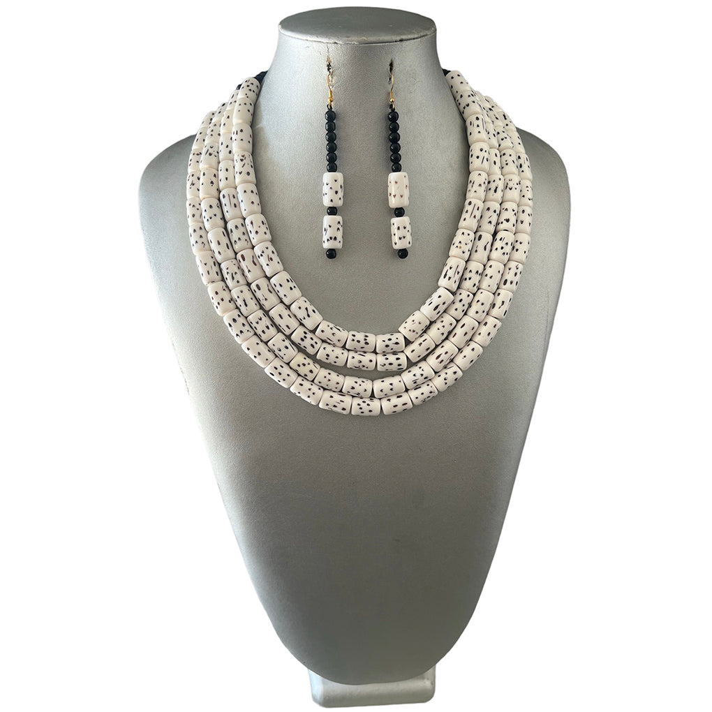 Women's Multi Layer Beaded Necklace Set -- Solid Color