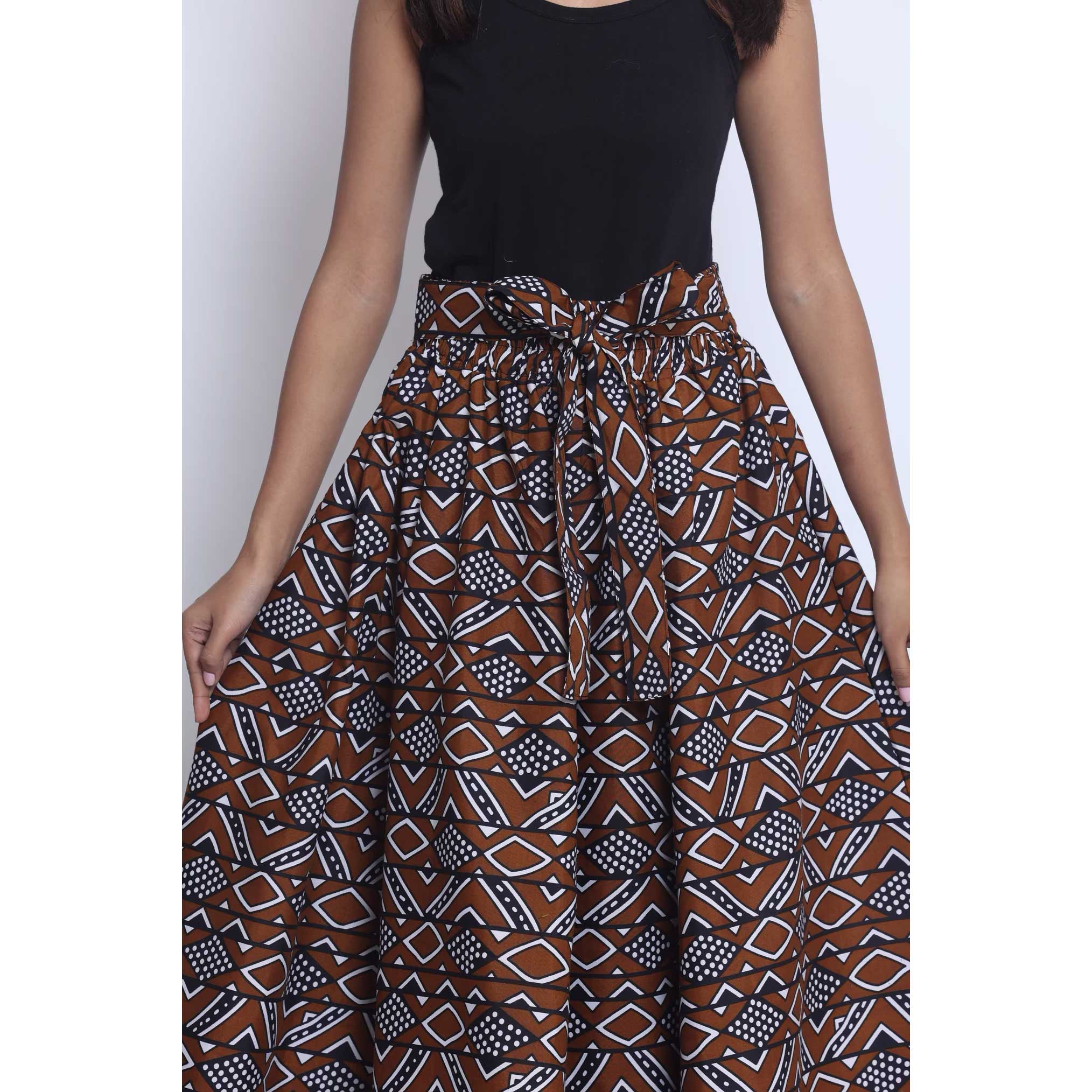 Women's Printed 8 Panel Maxi Skirt with Headwrap -- OM-40R