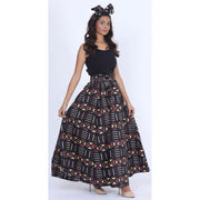 Women's Printed 8 Panel Maxi Skirt with Headwrap -- OM-40R