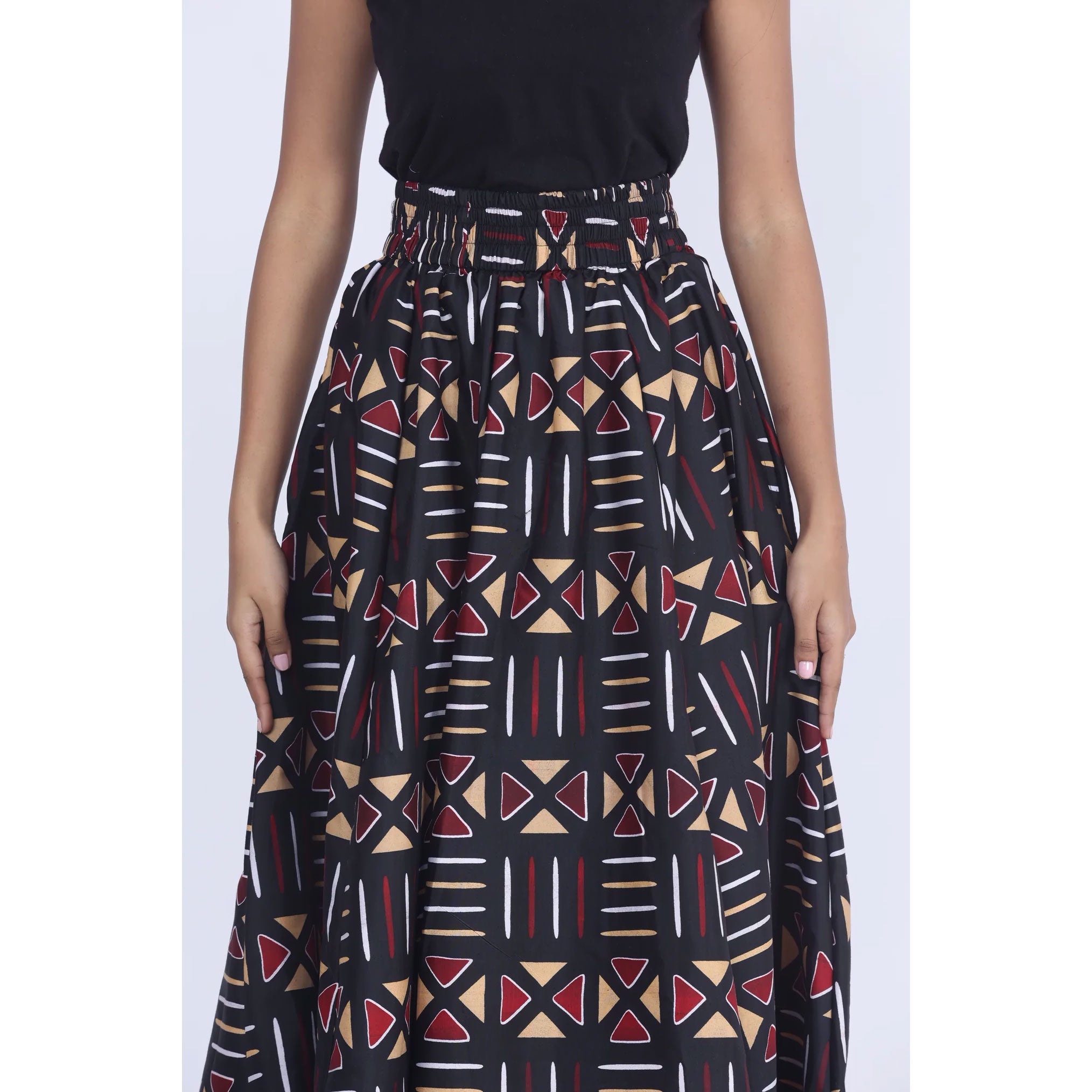 Women's Printed 8 Panel Maxi Skirt with Headwrap -- OM-40R